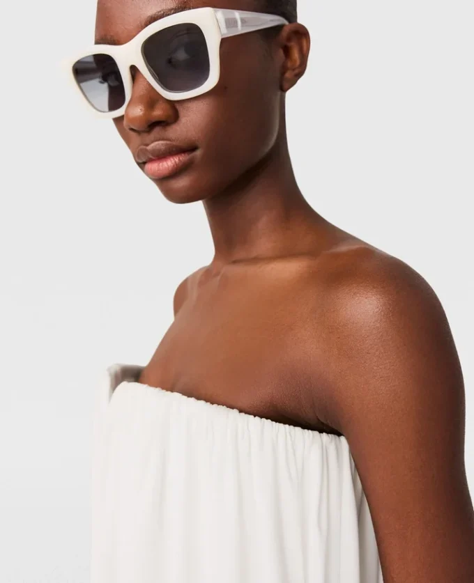 Robe plissée sans bretelles en mélange de soie Robe plissée sans bretelles en mélange de soie