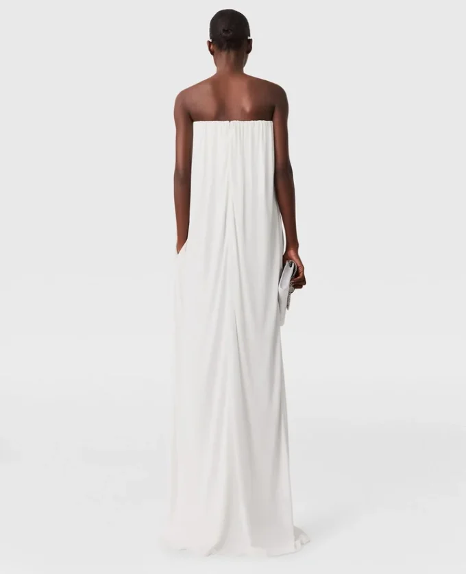 Robe plissée sans bretelles en mélange de soie Robe plissée sans bretelles en mélange de soie