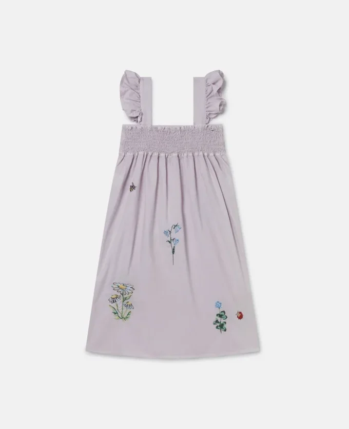Robe sans manches brodée de fleurs