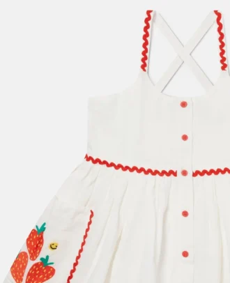 Robe sans manches brodée de fraises
