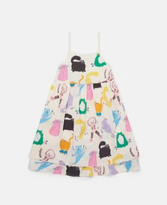 Robe sans manches à imprimé chats