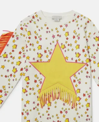 Robe sweat à franges et imprimé étoiles