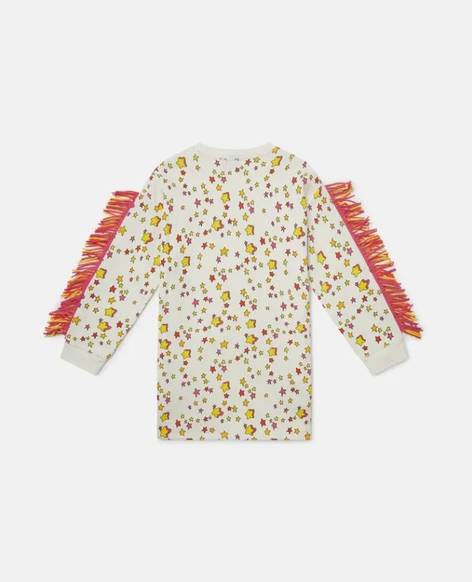 Robe sweat à franges et imprimé étoiles