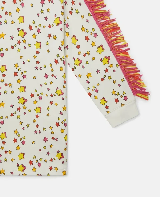 Robe sweat à franges et imprimé étoiles