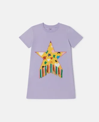 Robe t-shirt à franges et imprimé étoiles