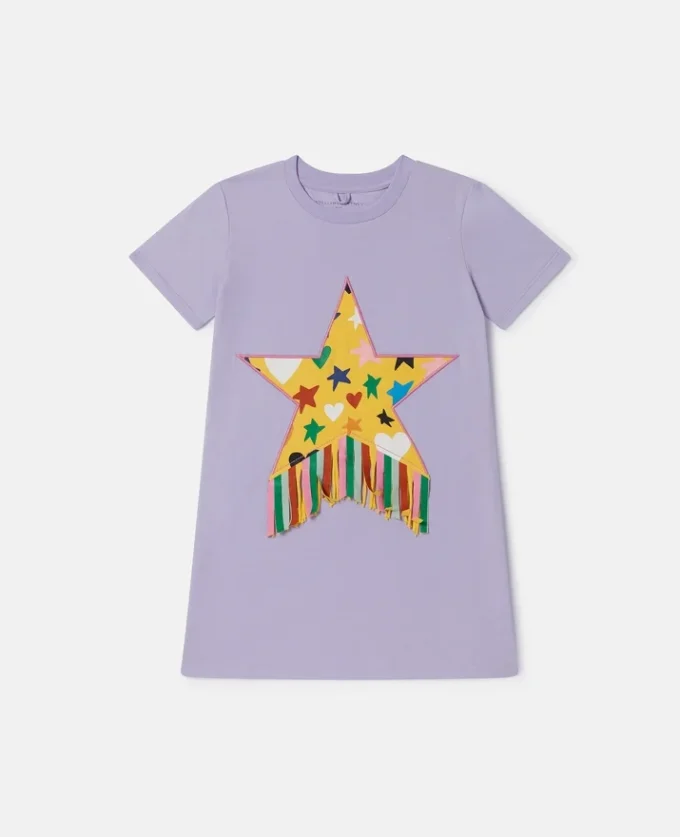 Robe t-shirt à franges et imprimé étoiles Robe t-shirt à franges et imprimé étoiles