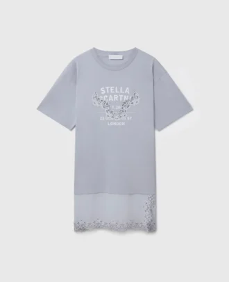 Robe t-shirt graphique à empiècements en dentelle