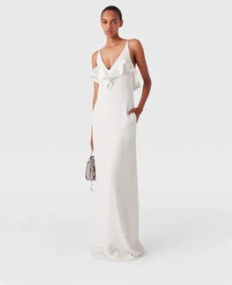 Robe à volants et col en V