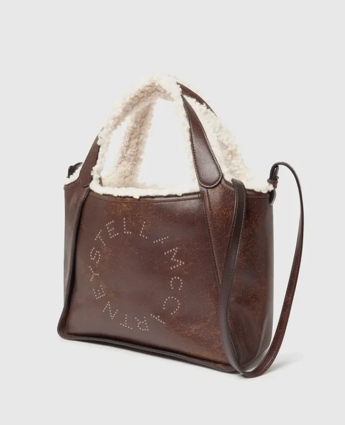 Sac à bandoulière fourré en peluche avec logo Sac à bandoulière fourré en peluche avec logo