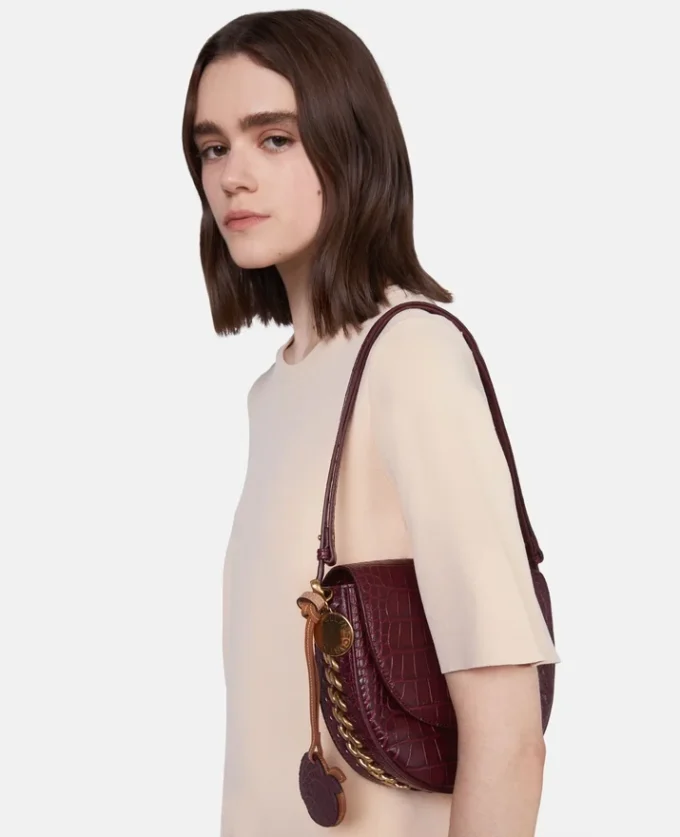 Sac à bandoulière moyen à rabat Frayme effet croco