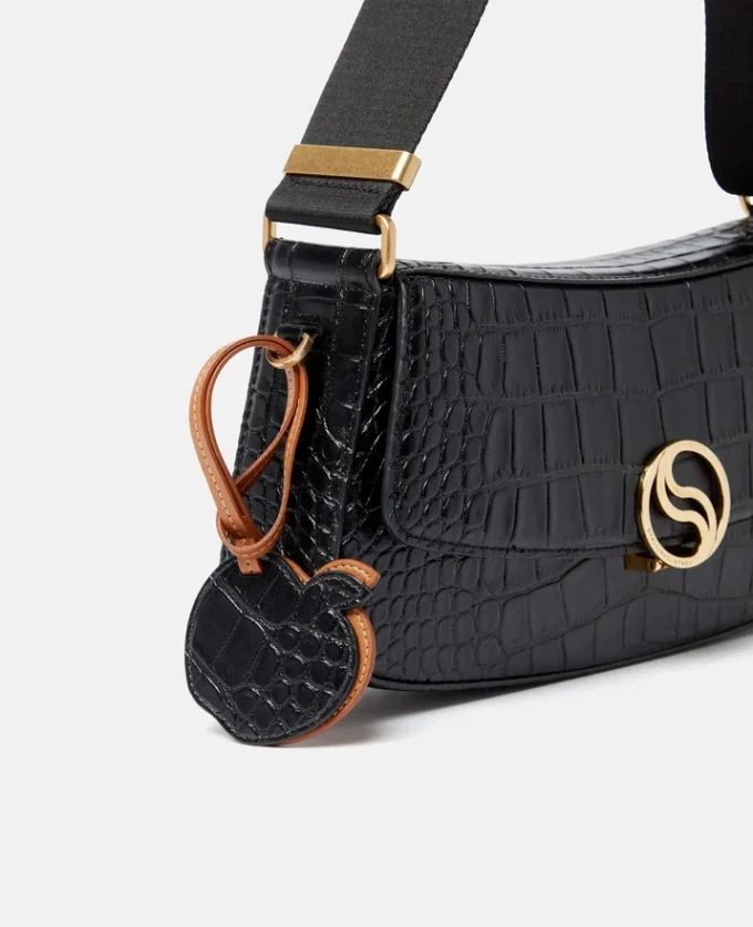 Sac à bandoulière S-Wave à effet croco gaufré Sac à bandoulière S-Wave à effet croco gaufré