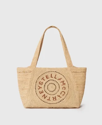Sac cabas moyen en raphia avec logo