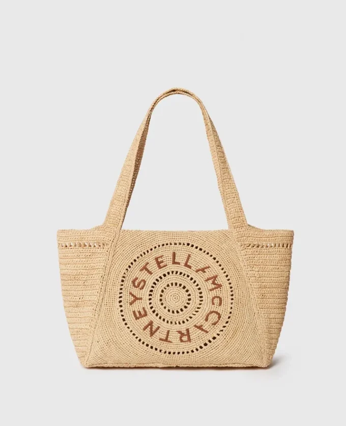 Sac cabas moyen en raphia avec logo Sac cabas moyen en raphia avec logo