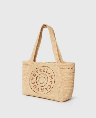 Sac cabas moyen en raphia avec logo