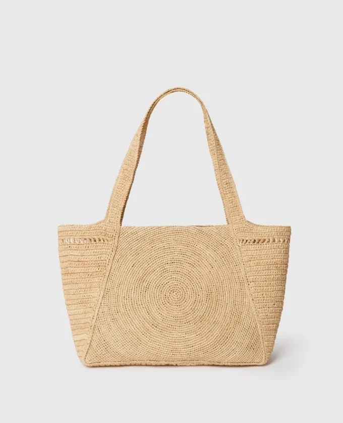 Sac cabas moyen en raphia avec logo Sac cabas moyen en raphia avec logo