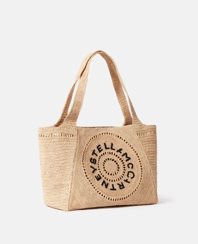 Sac cabas moyen en raphia avec logo