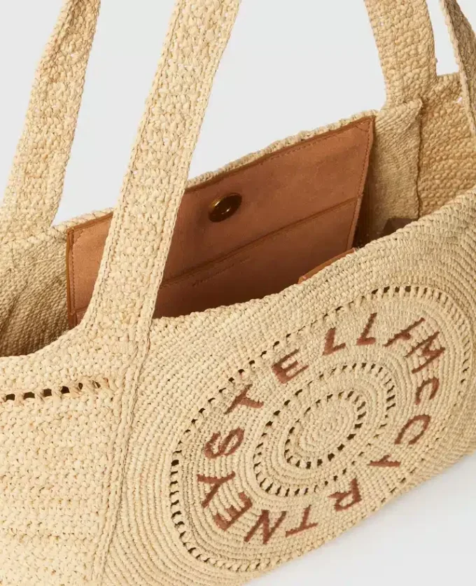 Sac cabas moyen en raphia avec logo Sac cabas moyen en raphia avec logo