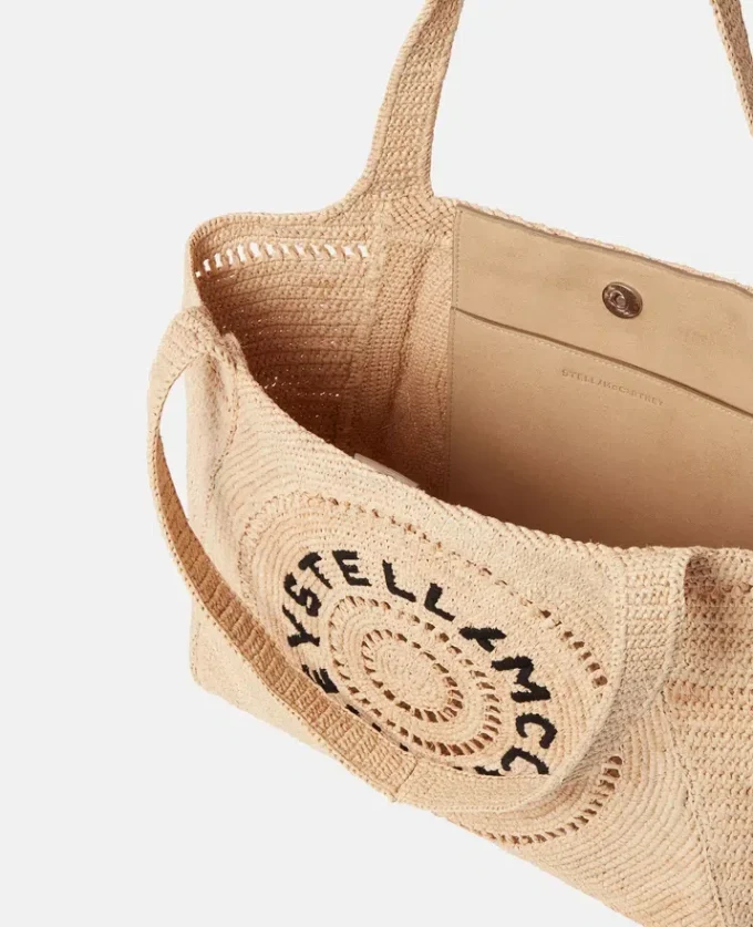 Sac cabas moyen en raphia avec logo