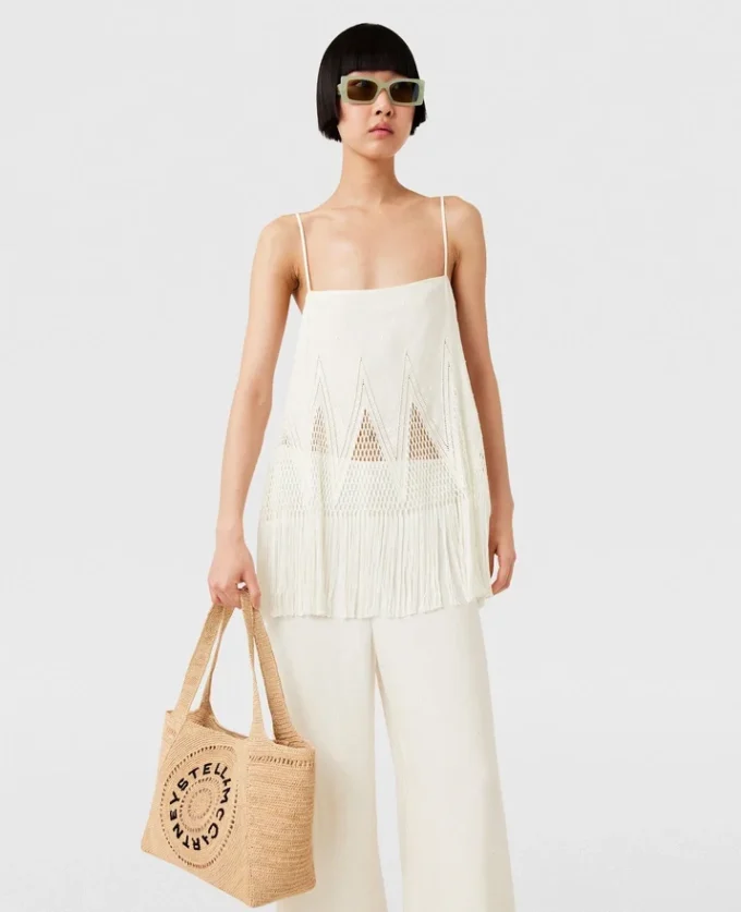 Sac cabas moyen en raphia avec logo