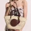 Sac cabas moyen en raphia crocheté avec logo