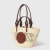 Sac cabas moyen en raphia crocheté avec logo