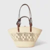 Sac cabas moyen en raphia crocheté avec logo