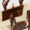 Sac cabas moyen en raphia crocheté avec logo