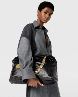 Sac fourre-tout à cordon Falabella en crocodile gaufré