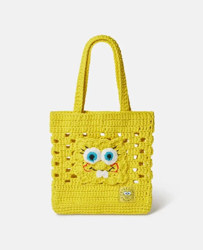 Sac fourre-tout en crochet avec motif Bob l’éponge Sac fourre-tout en crochet avec motif Bob l’éponge