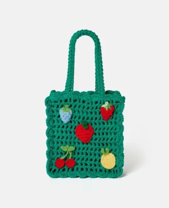 Sac fourre-tout en crochet brodé Berry