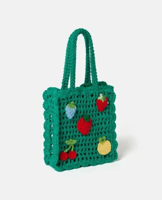 Sac fourre-tout en crochet brodé Berry