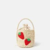 Sac fourre-tout en paille brodé de fraises Sac fourre-tout en paille brodé de fraises