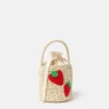 Sac fourre-tout en paille brodé de fraises Sac fourre-tout en paille brodé de fraises
