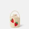 Sac fourre-tout en paille brodé de fraises Sac fourre-tout en paille brodé de fraises