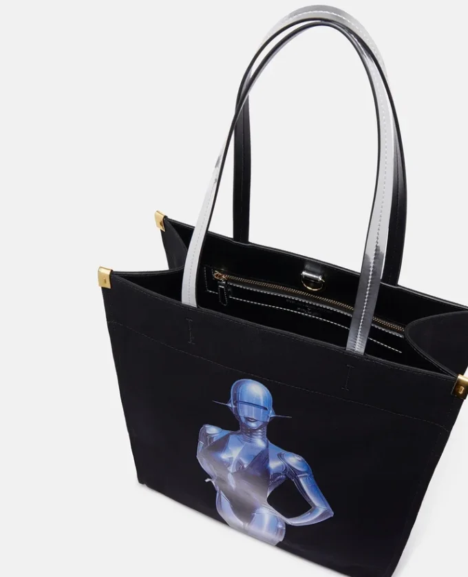 Sac fourre-tout en toile de coton biologique avec motif robot sexy Sac fourre-tout en toile de coton biologique avec motif robot sexy