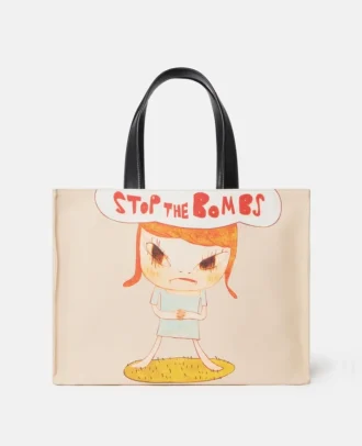 Sac fourre-tout en toile de coton imprimé « Stop the Bombs »