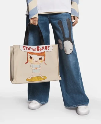 Sac fourre-tout en toile de coton imprimé « Stop the Bombs »