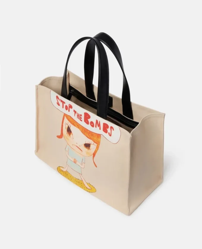 Sac fourre-tout en toile de coton imprimé « Stop the Bombs » Sac fourre-tout en toile de coton imprimé « Stop the Bombs »