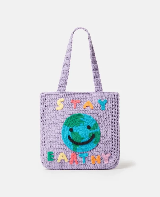 Sac fourre-tout en tricot graphique Stay Earthy Sac fourre-tout en tricot graphique Stay Earthy