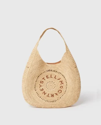 Sac fourre-tout moyen souple en raphia avec logo