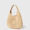 Sac fourre-tout moyen souple en raphia avec logo Sac fourre-tout moyen souple en raphia avec logo