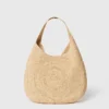 Sac fourre-tout moyen souple en raphia avec logo Sac fourre-tout moyen souple en raphia avec logo