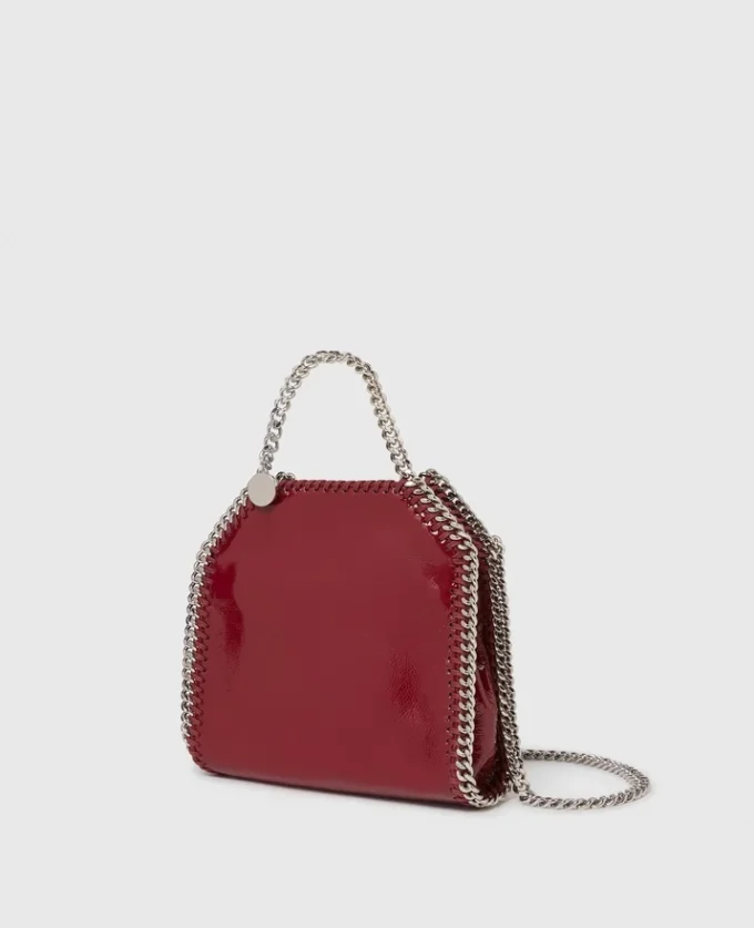 Sac à main Falabella Tiny Tote en cuir verni froissé Sac à main Falabella Tiny Tote en cuir verni froissé