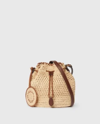 Sac seau Falabella en raphia crocheté