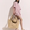 Grand sac fourre-tout en raphia avec logo
