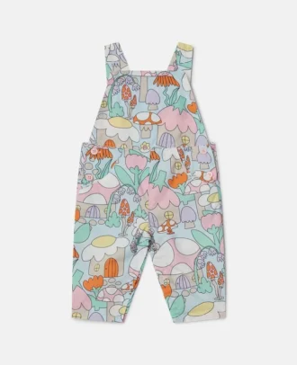 Salopette en denim imprimé forêt