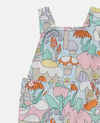 Salopette en denim imprimé forêt