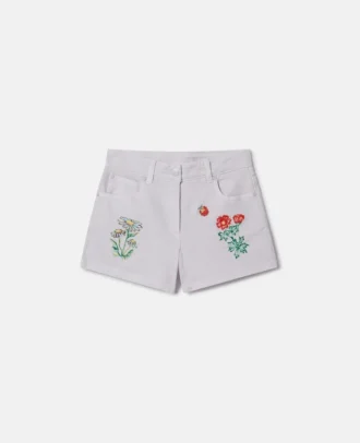 Short brodé de fleurs