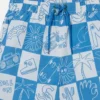 Short de bain à carreaux et lettrage de la marque