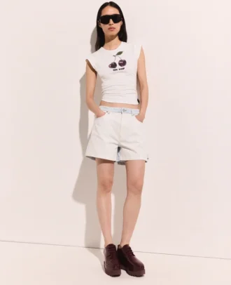 Short en denim à empiècements Short en denim à empiècements